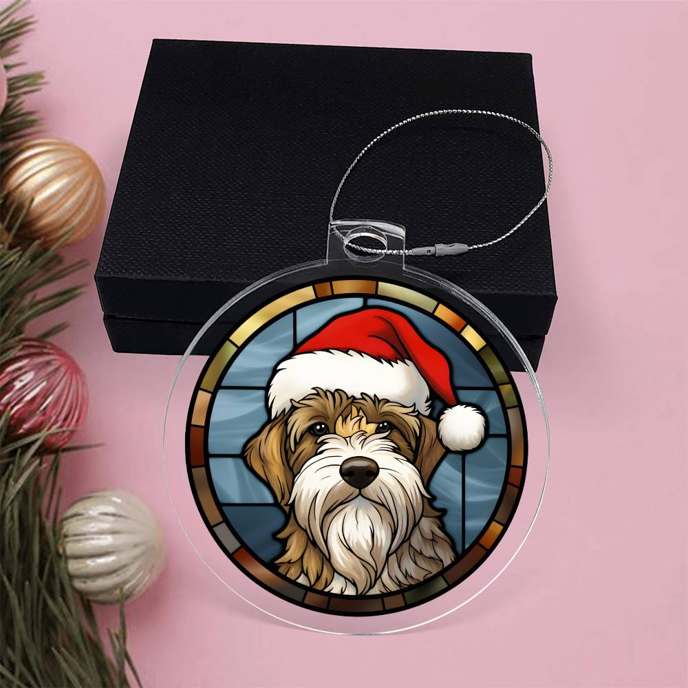 Dog Stained Glass Christmas Design 009 - Acrylic Ornament
