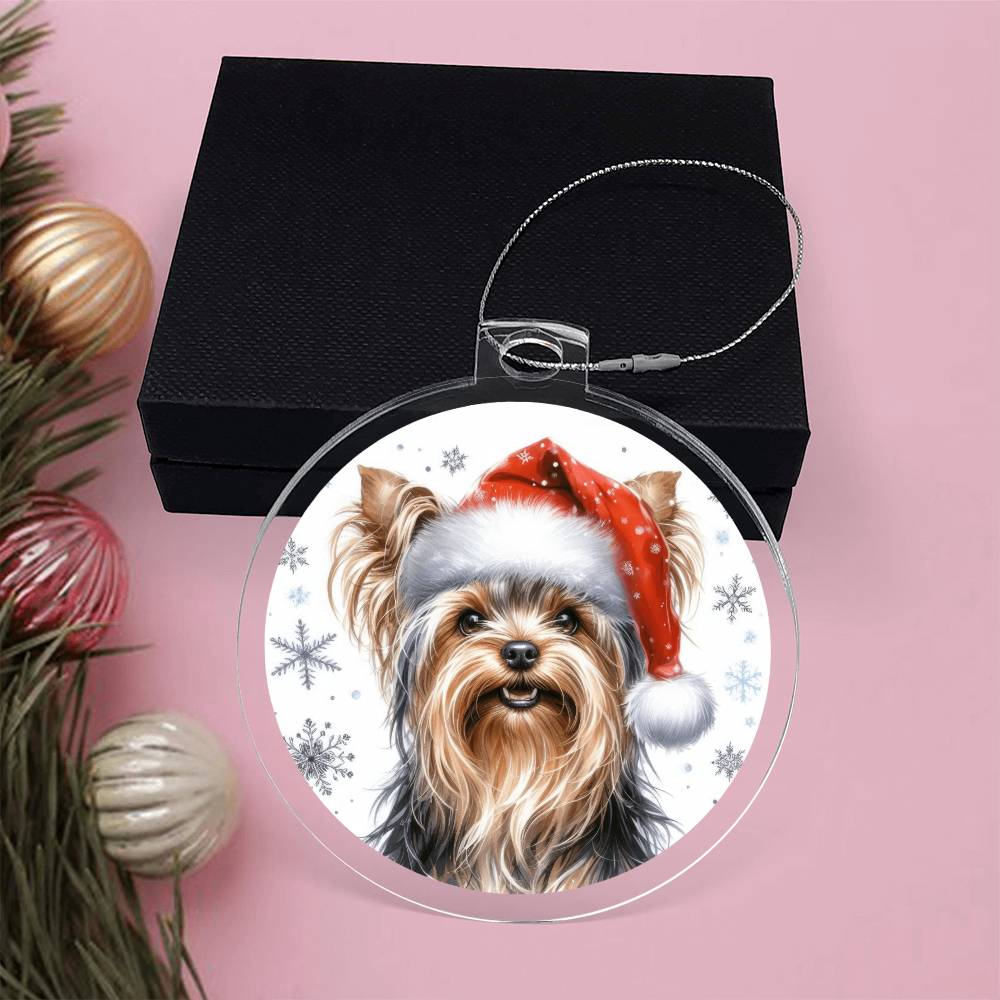 Christmas Dog - Yorkshire Terrier - Acrylic Ornament