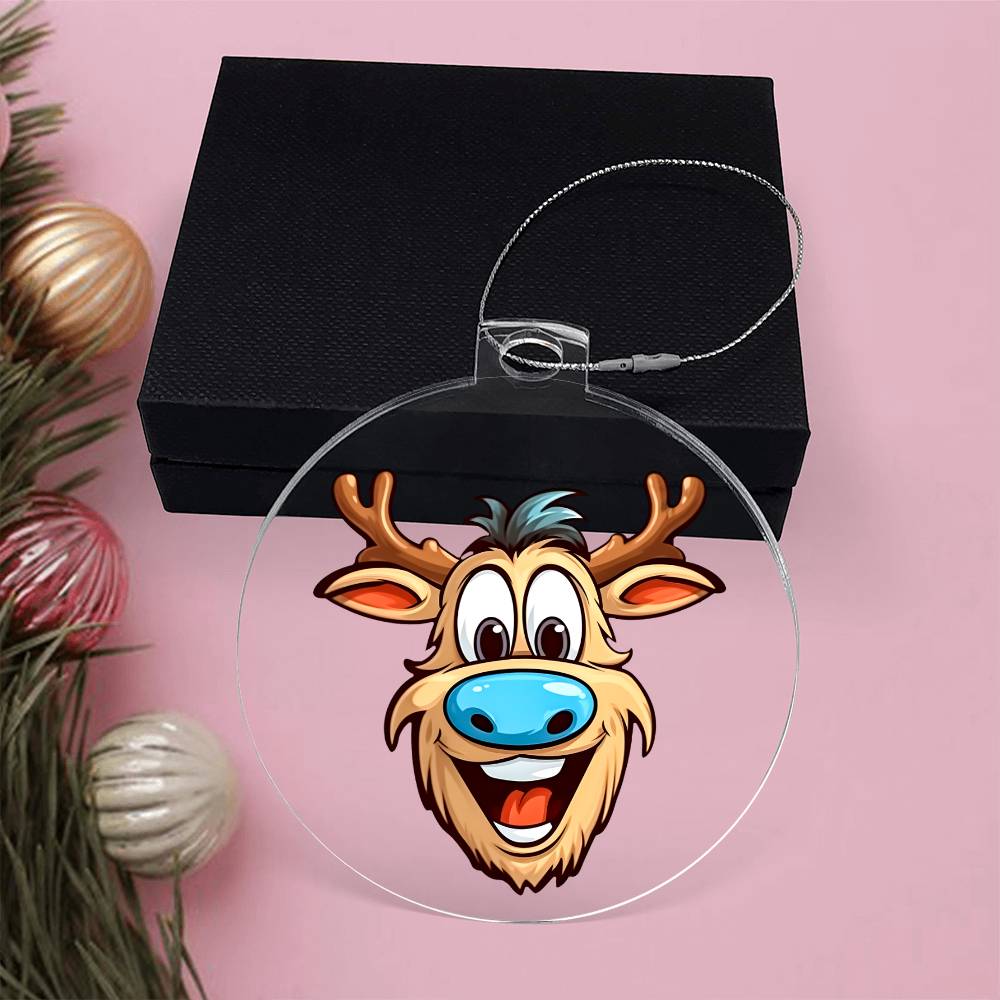 Funny Reindeer Face 14 - Acrylic Ornament