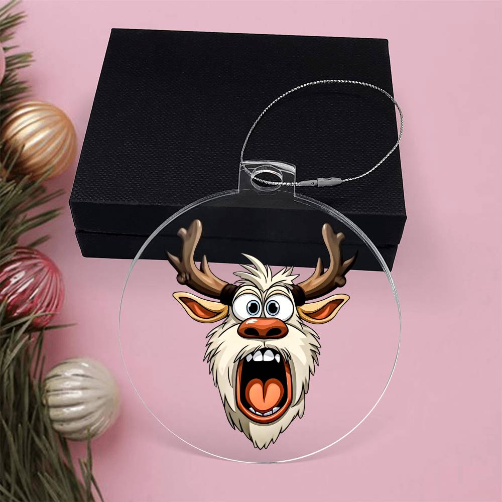 Funny Reindeer Face 17 - Acrylic Ornament