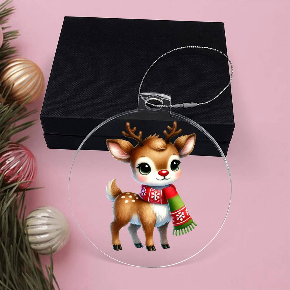 Cute Christmas Reindeer 002 - Acrylic Ornament