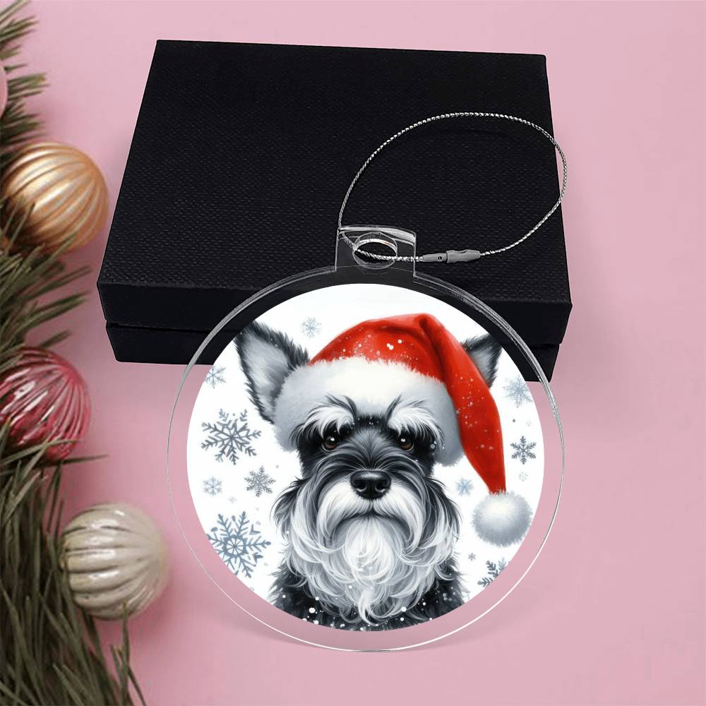 Christmas Dog - Miniature Schnauzer - Acrylic Ornament