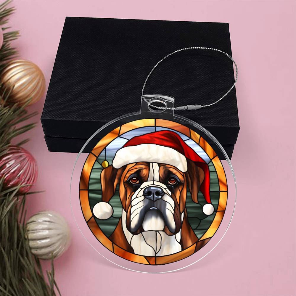 Dog Stained Glass Christmas Design 022 - Acrylic Ornament