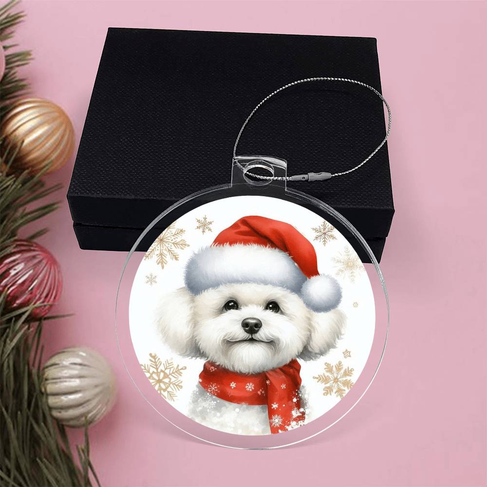 Christmas Dog - Bichon Frise - Acrylic Ornament