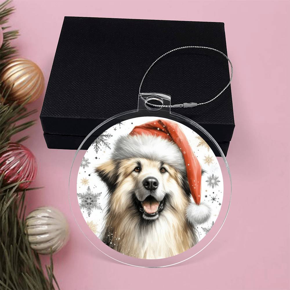Christmas Dog - Pyrenean Shepherd - Acrylic Ornament