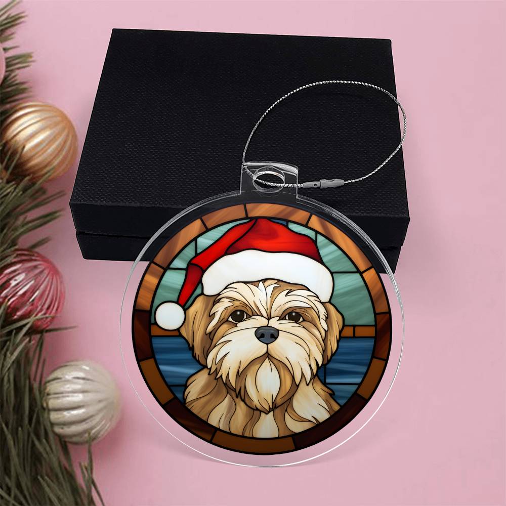 Dog Stained Glass Christmas Design 002 - Acrylic Ornament