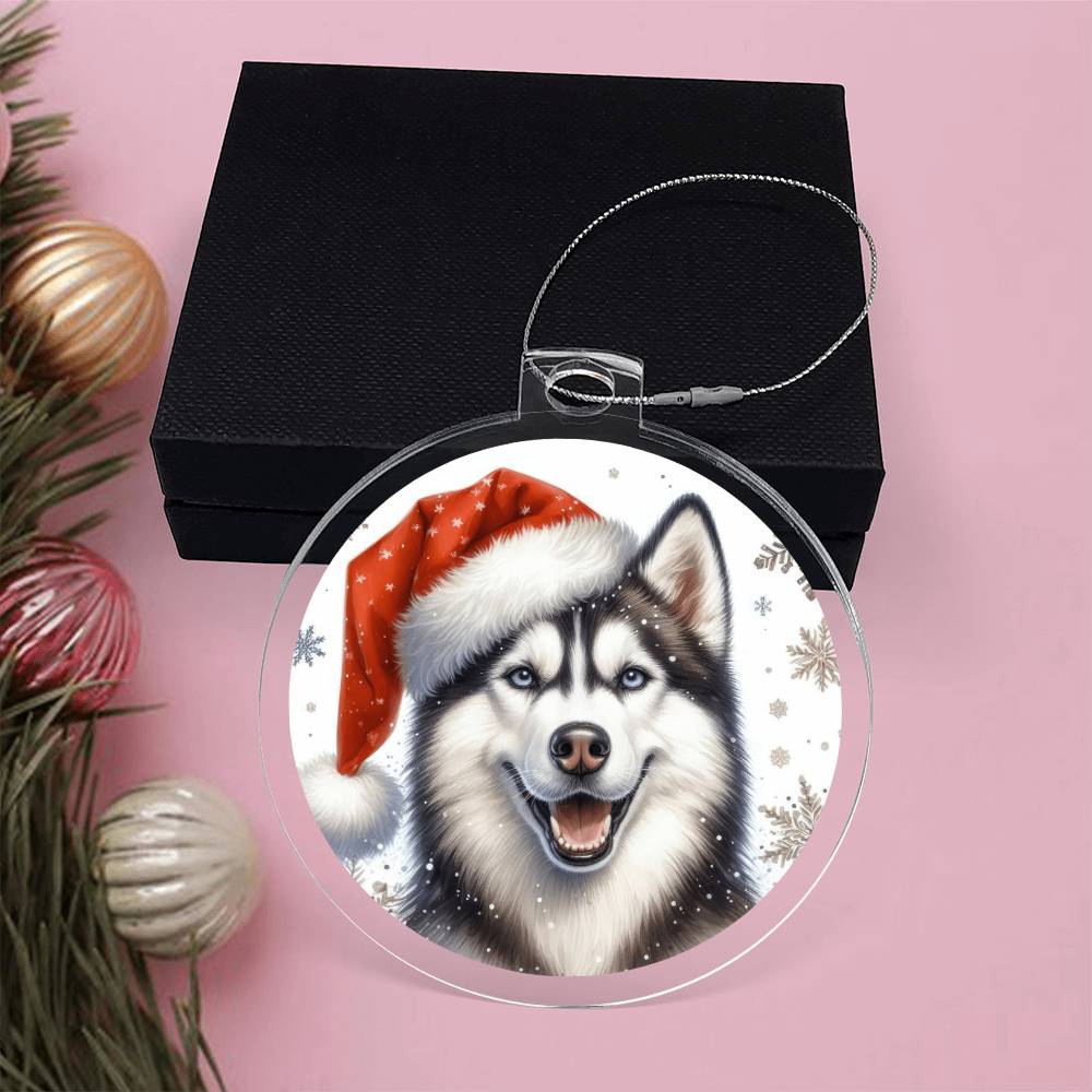 Christmas Dog - Siberian Husky Dog - Acrylic Ornament