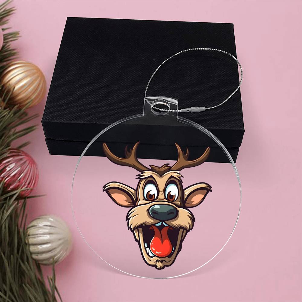 Funny Reindeer Face 15 - Acrylic Ornament