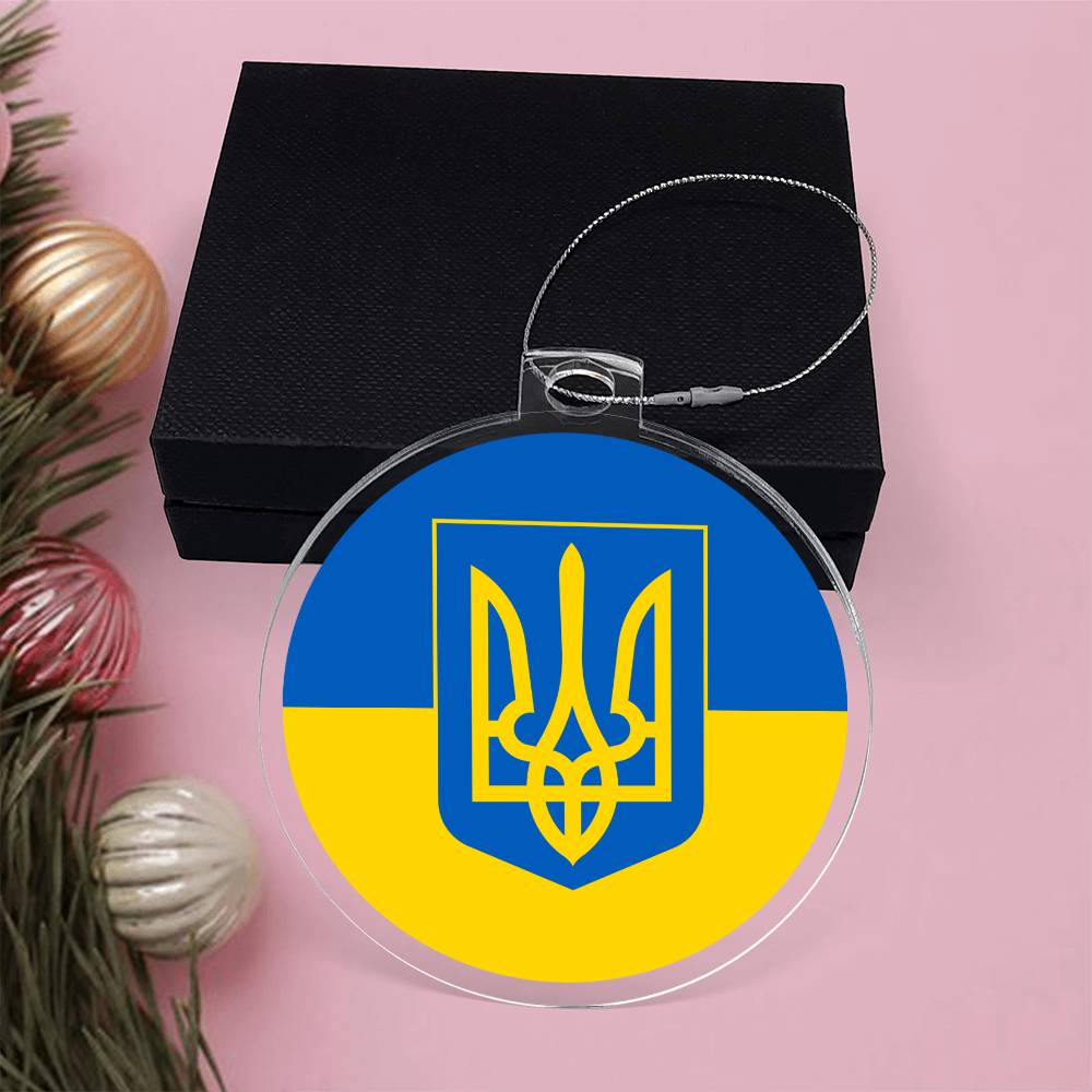 Tryzub And Flag Of Ukraine - Acrylic Ornament