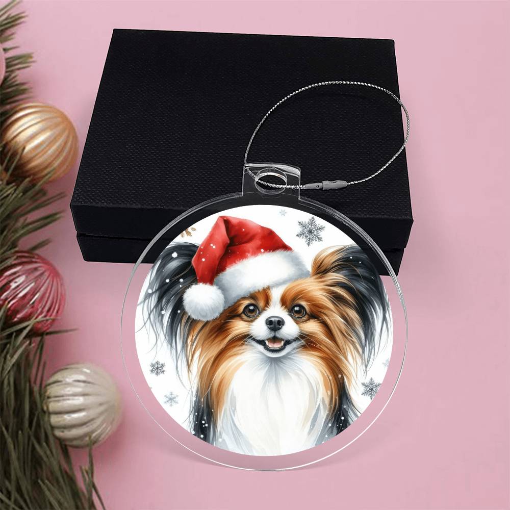Christmas Dog - Papillon - Acrylic Ornament