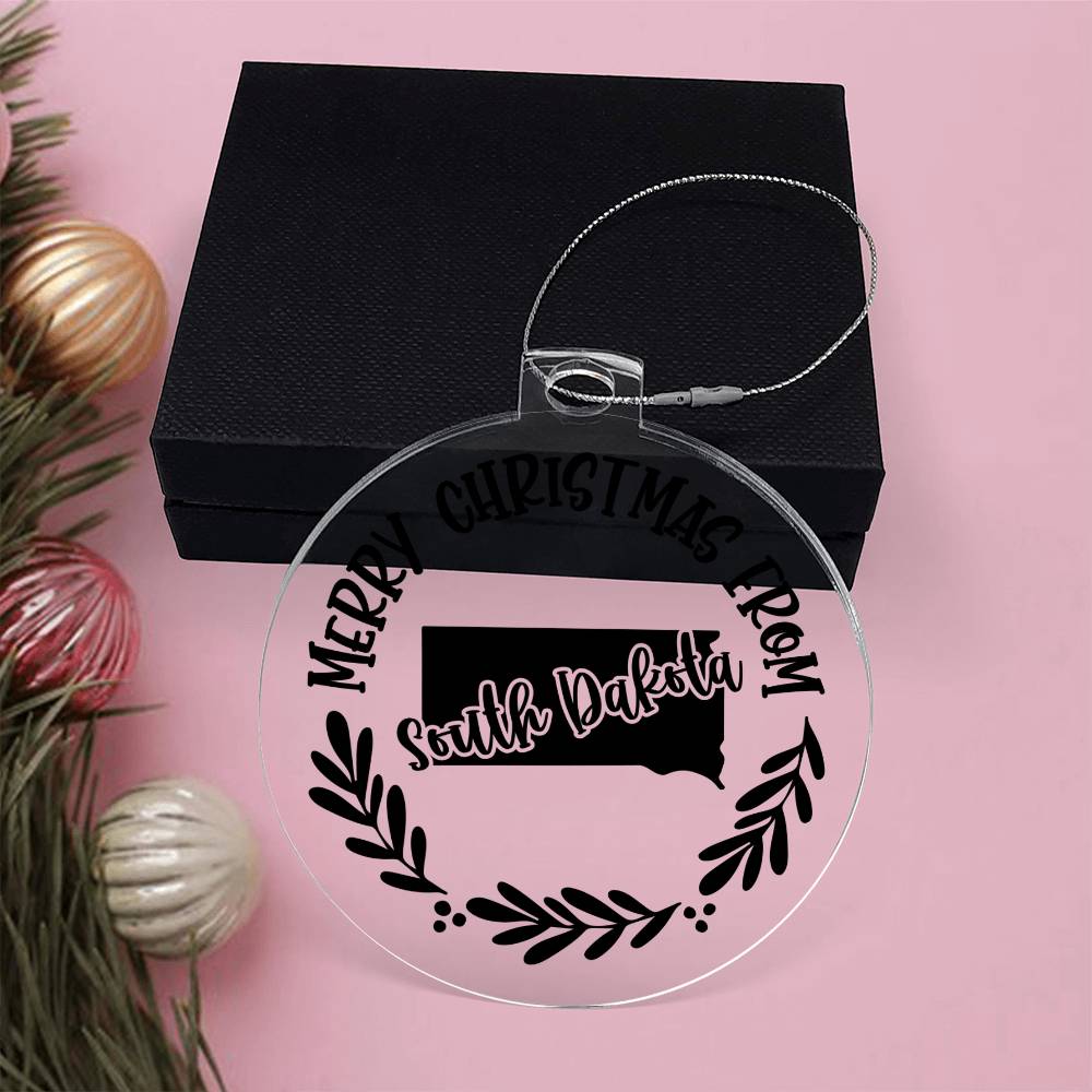 Merry Christmas From South Dakota - Acrylic Ornament