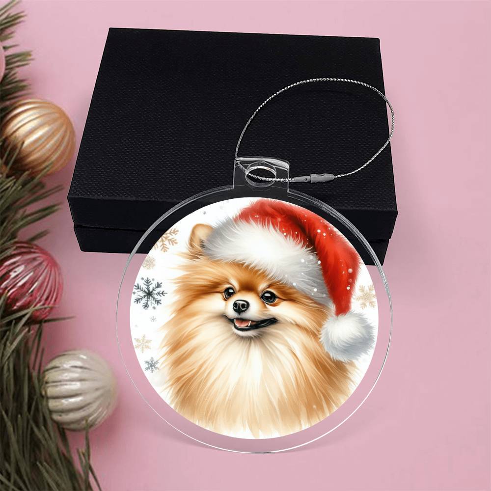 Christmas Dog - Pomeranian - Acrylic Ornament