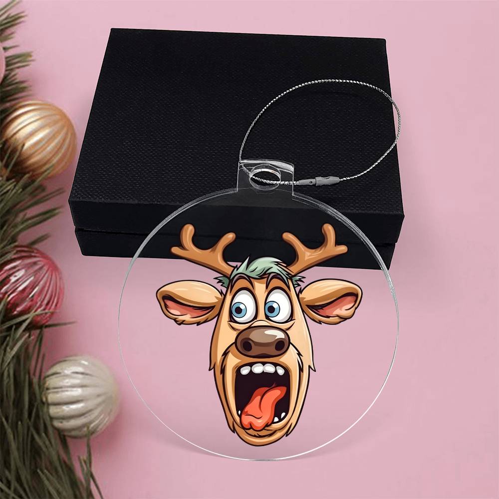 Funny Reindeer Face 11 - Acrylic Ornament