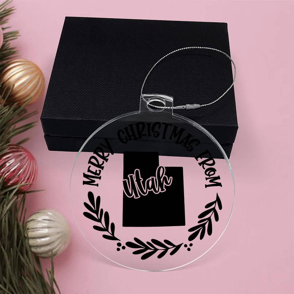Merry Christmas From Utah - Acrylic Ornament