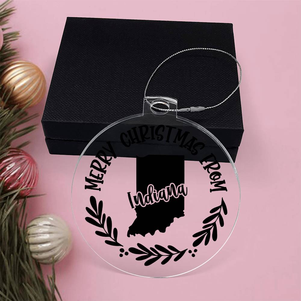 Merry Christmas From Indiana - Acrylic Ornament