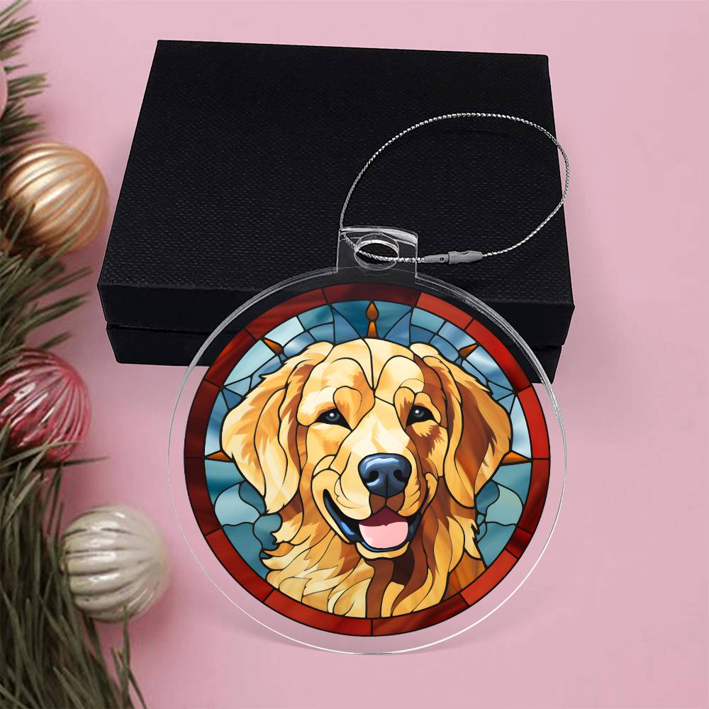 Dog Stained Glass Christmas Design 001 - Acrylic Ornament