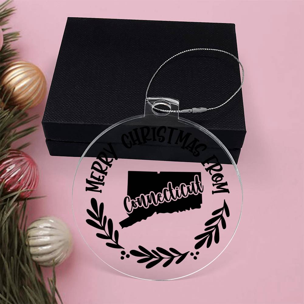 Merry Christmas From Connecticut - Acrylic Ornament