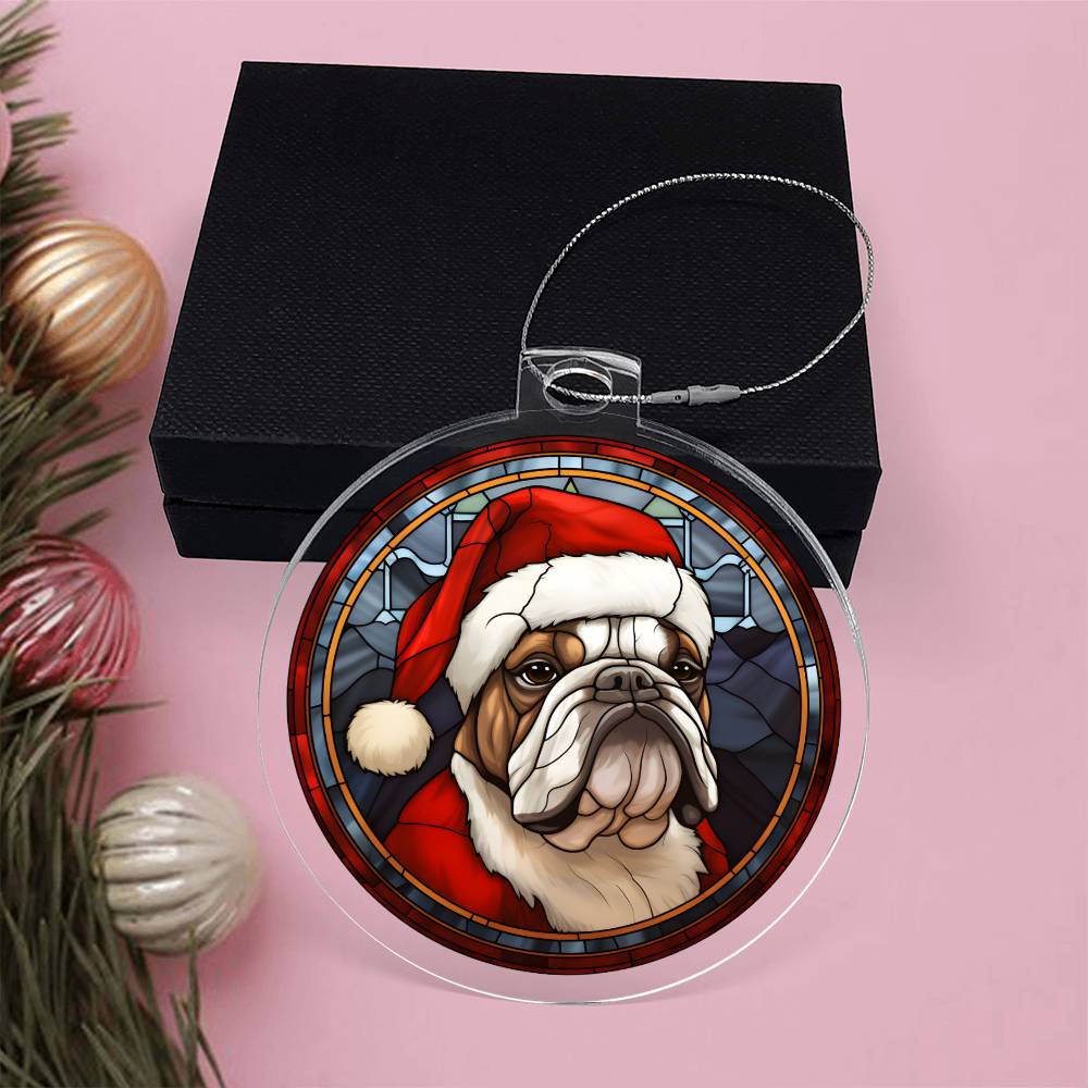 Dog Stained Glass Christmas Design 015 - Acrylic Ornament