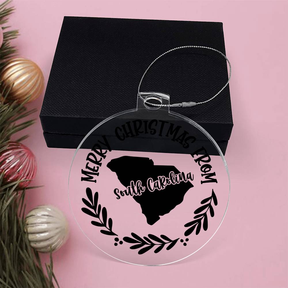 Merry Christmas From South Carolina - Acrylic Ornament