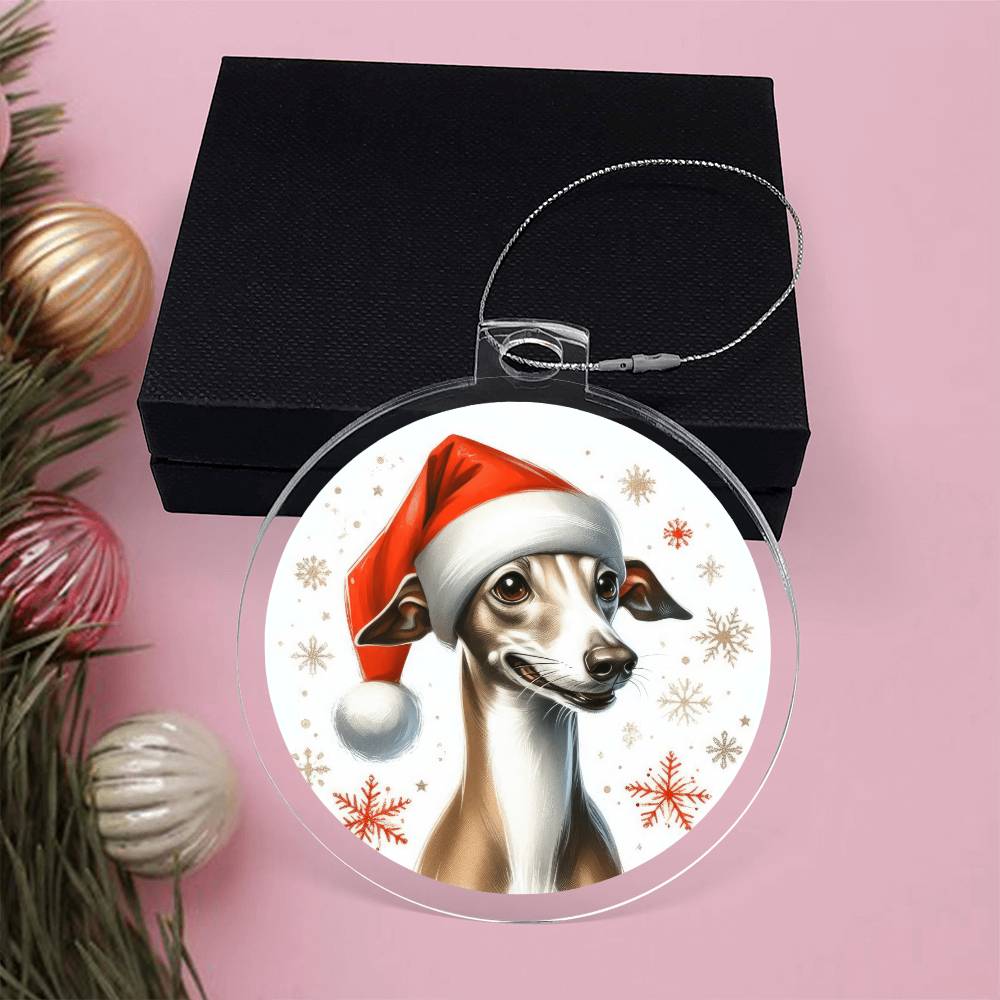 Christmas Dog - Italian Greyhound - Acrylic Ornament