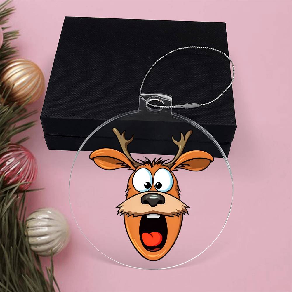 Funny Reindeer Face 09 - Acrylic Ornament