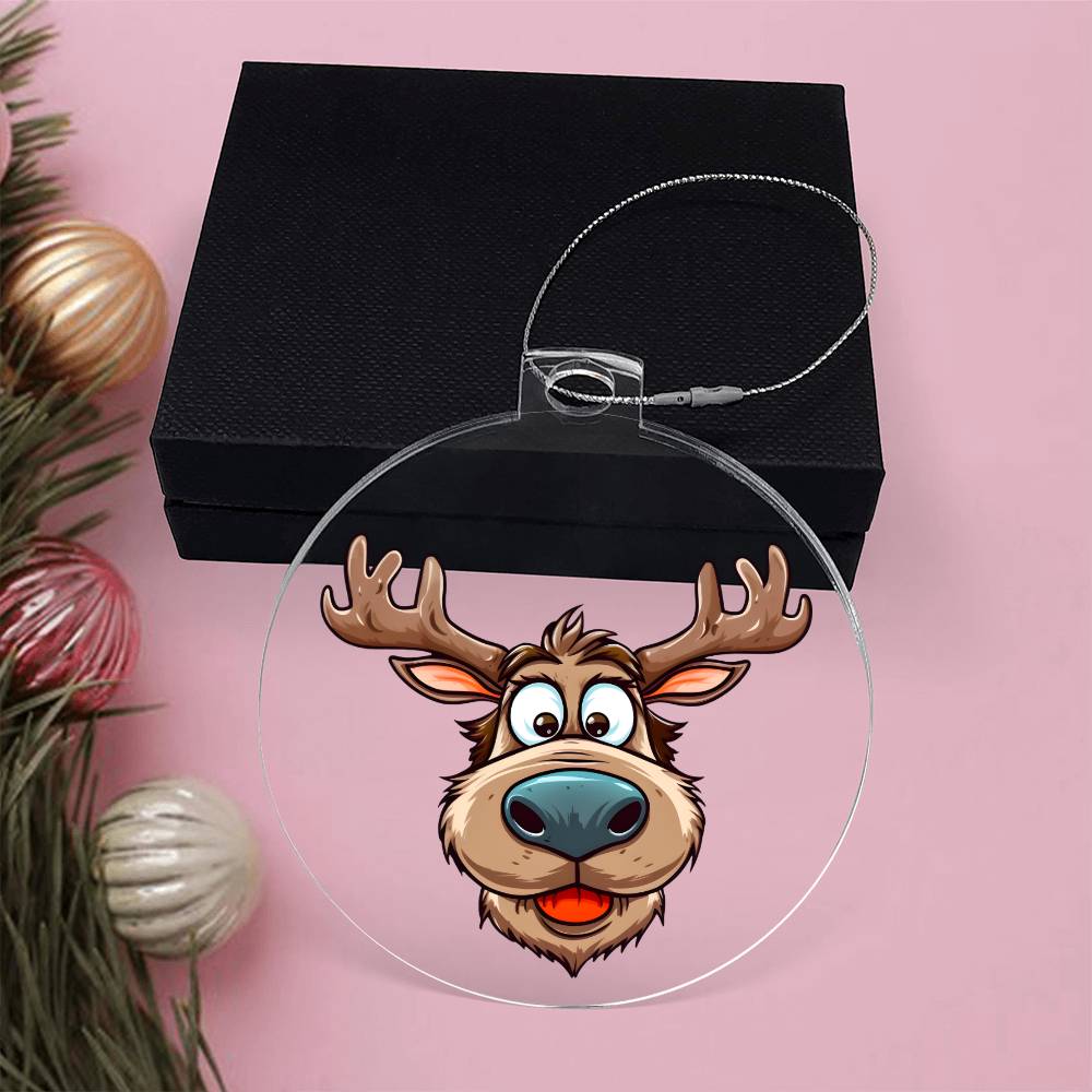 Funny Reindeer Face 02 - Acrylic Ornament