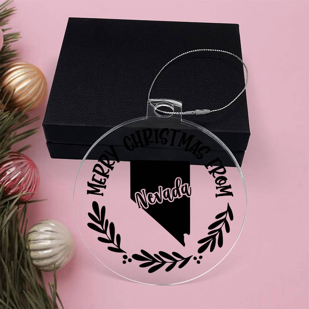 Merry Christmas From Nevada - Acrylic Ornament