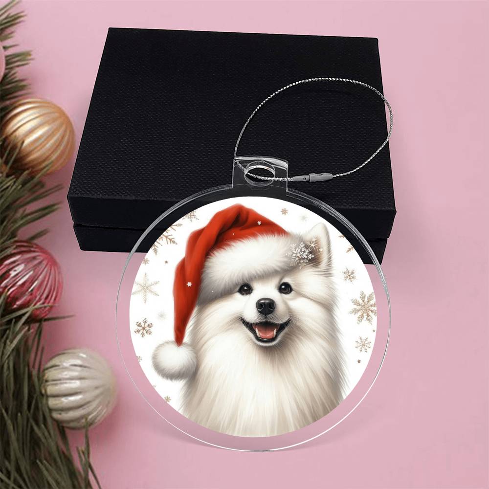 Christmas Dog - American Eskimo - Acrylic Ornament