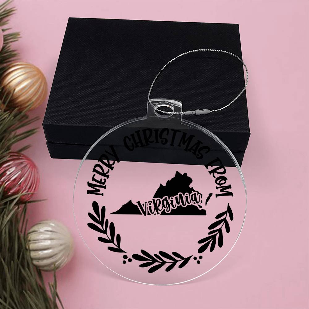 Merry Christmas From Virginia - Acrylic Ornament