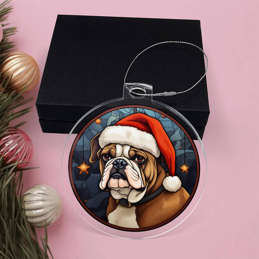 Dog Stained Glass Christmas Design 020 - Acrylic Ornament