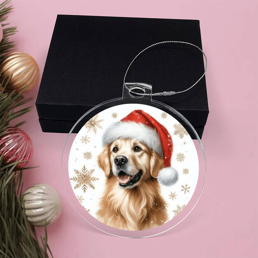 Christmas Dog - Golden Retriever - Acrylic Ornament