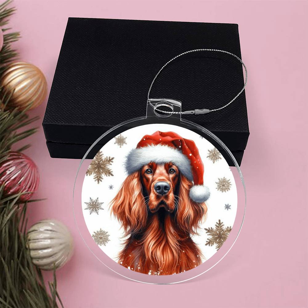 Christmas Dog - Irish Setter - Acrylic Ornament