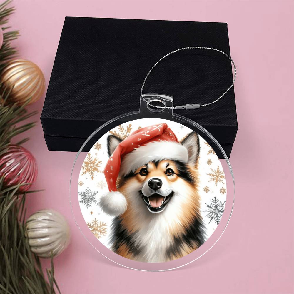Christmas Dog - Norwegian Buhund - Acrylic Ornament
