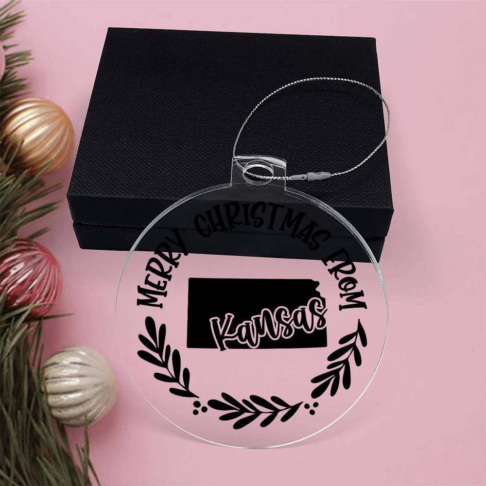 Merry Christmas From Kansas - Acrylic Ornament