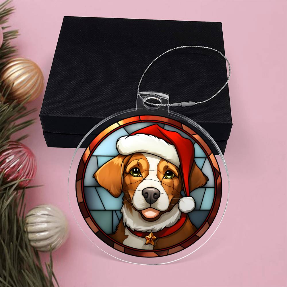 Dog Stained Glass Christmas Design 005 - Acrylic Ornament