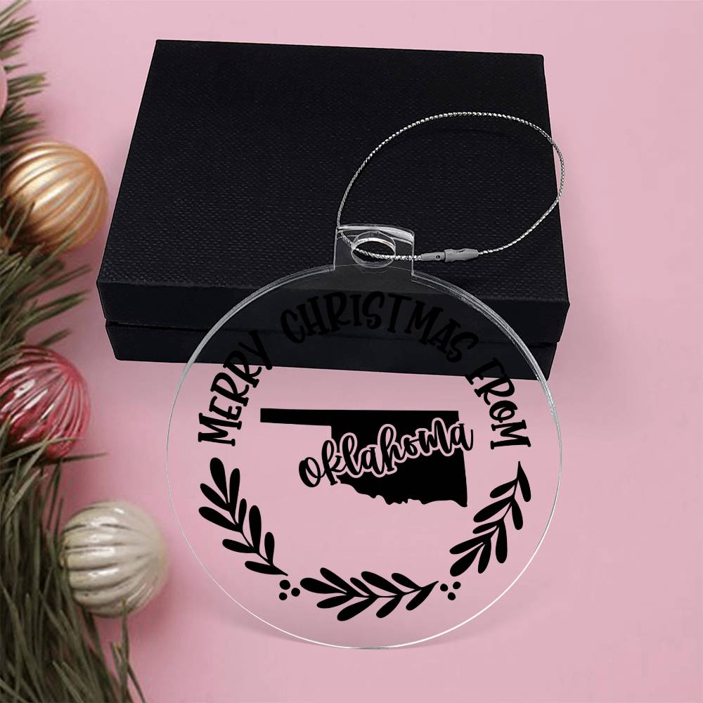 Merry Christmas From Oklahoma - Acrylic Ornament