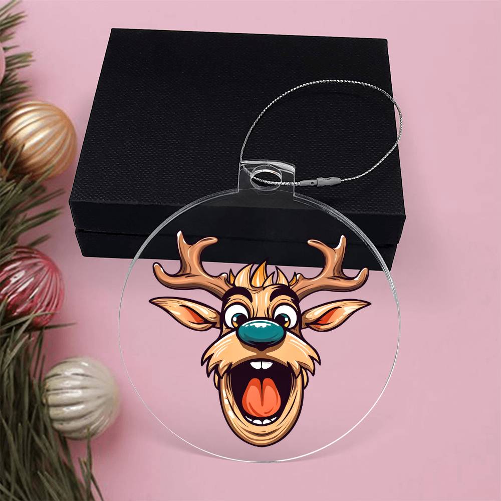 Funny Reindeer Face 18 - Acrylic Ornament