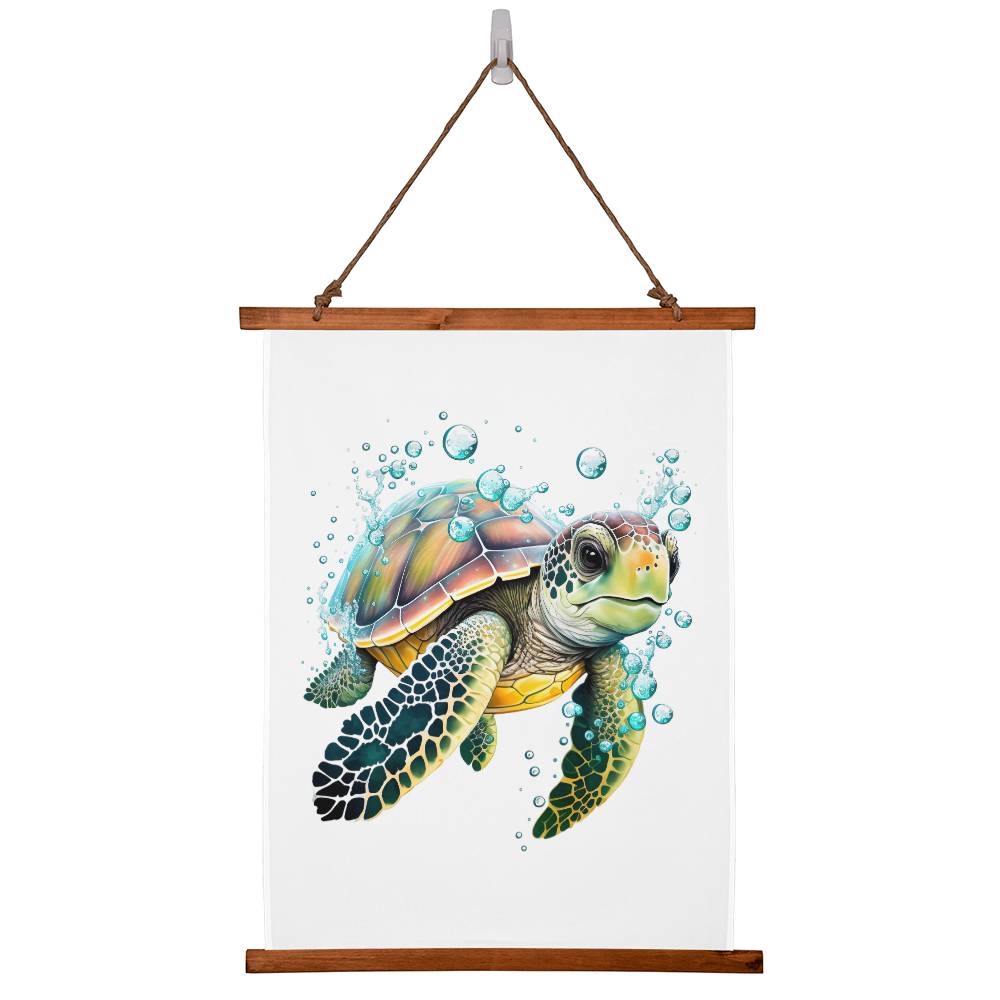 Cute Sea Turtle 004 - 26" x 36" Wood Framed Wall Tapestry
