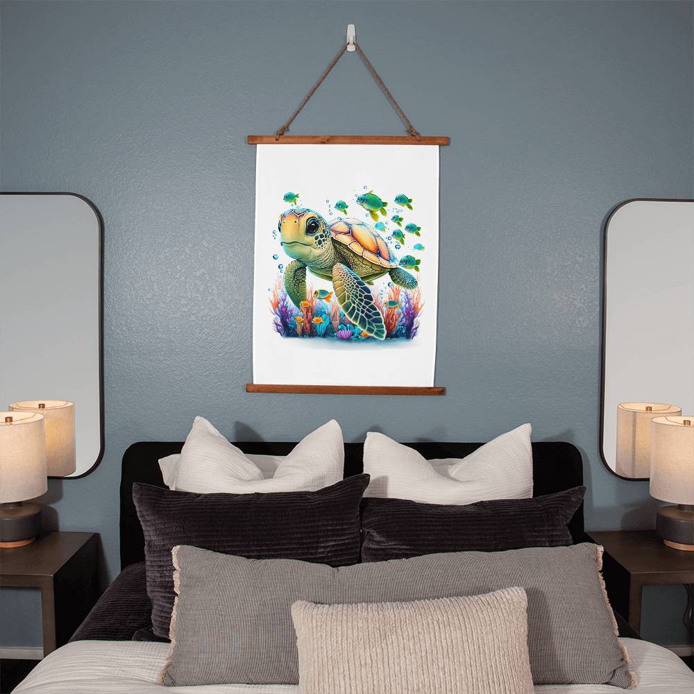 Cute Sea Turtle 003 26 x 36 Wood Framed Wall Tapestry Unique Gifts Store