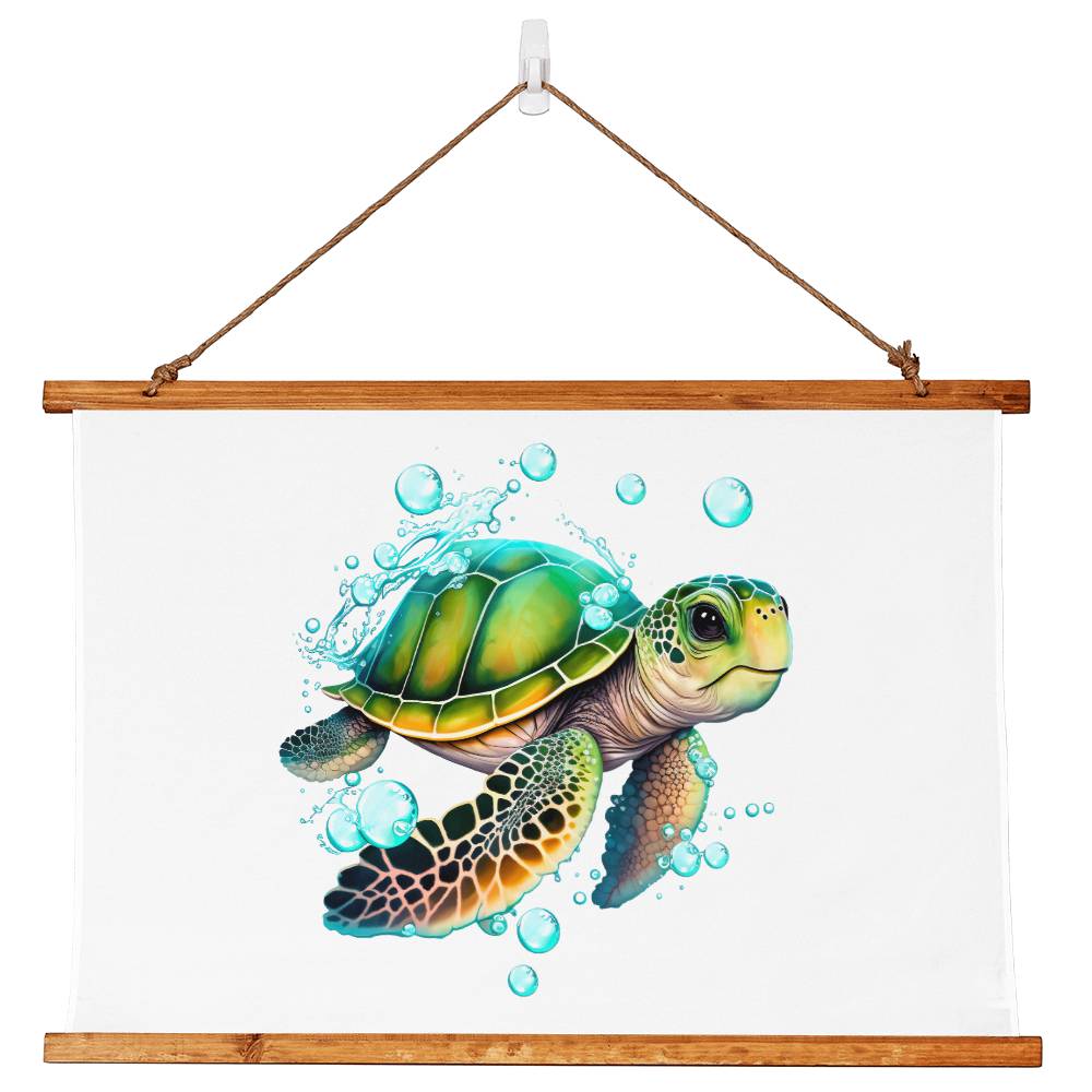 Cute Sea Turtle 005 - 36" x 26" Wood Framed Wall Tapestry