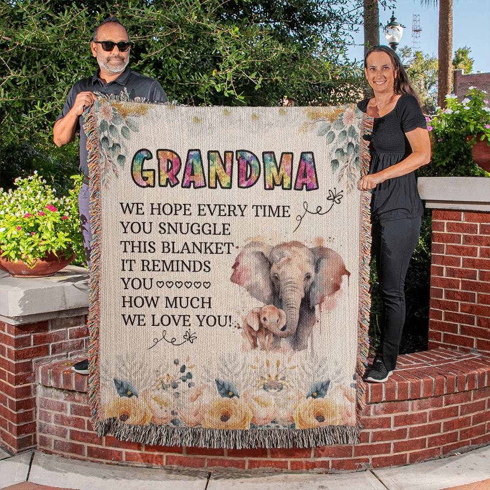 Grandma (Every Time You Snuggle This Blanket) - 50" x 60" Heirloom Woven Blanket