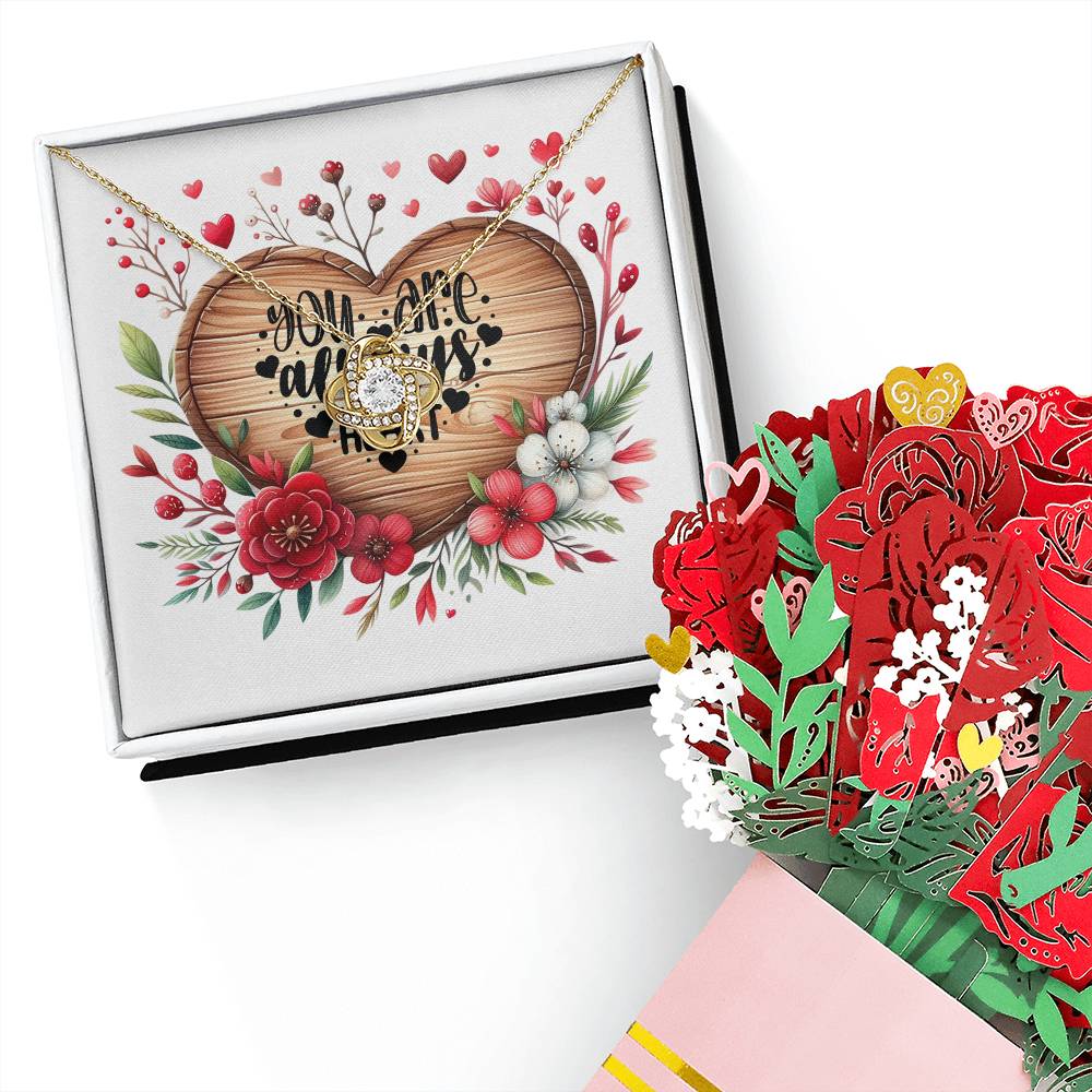 51. You Are Always In My Heart - Love Knot Necklace And Sweet Devotion Flower Bouquet Bundle