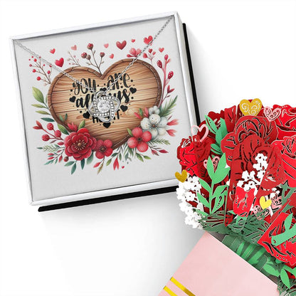 51. You Are Always In My Heart - Love Knot Necklace And Sweet Devotion Flower Bouquet Bundle