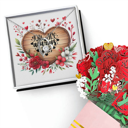 52. You Are Always In My Heart - Forever Love Necklace And Sweet Devotion Flower Bouquet Bundle