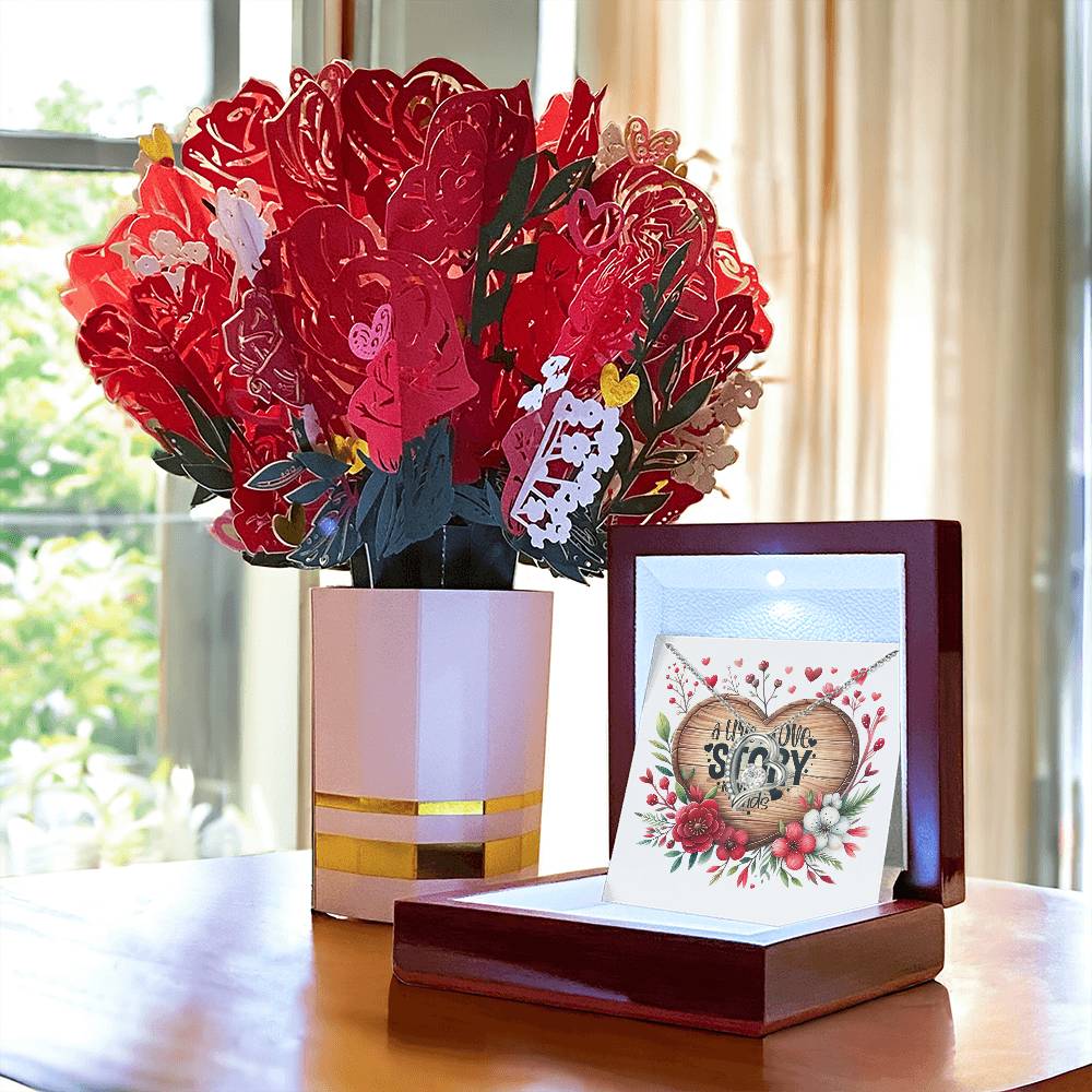 12. A True Love Story Never Ends - Forever Love Necklace And Sweet Devotion Flower Bouquet Bundle