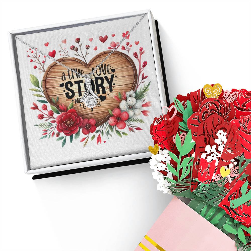 13. A True Love Story Never Ends - Alluring Beauty Necklace And Sweet Devotion Flower Bouquet Bundle