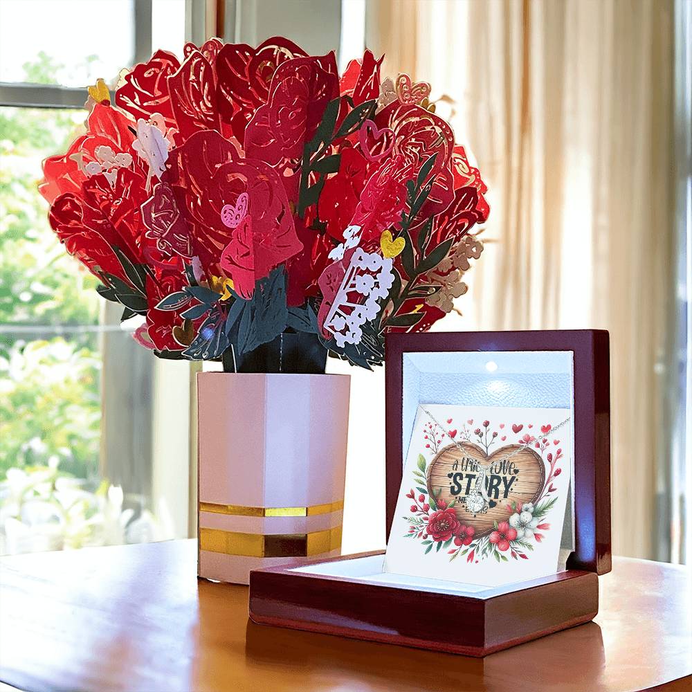 13. A True Love Story Never Ends - Alluring Beauty Necklace And Sweet Devotion Flower Bouquet Bundle