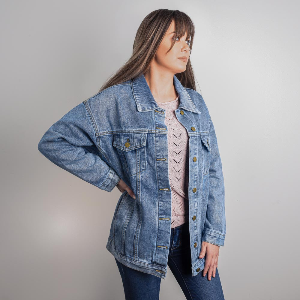 Tryzub (Yellow) - Oversized Women's DTG Denim Jacket