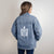 Stylized Tryzub (White) - Oversized Women's DTG Denim Jacket