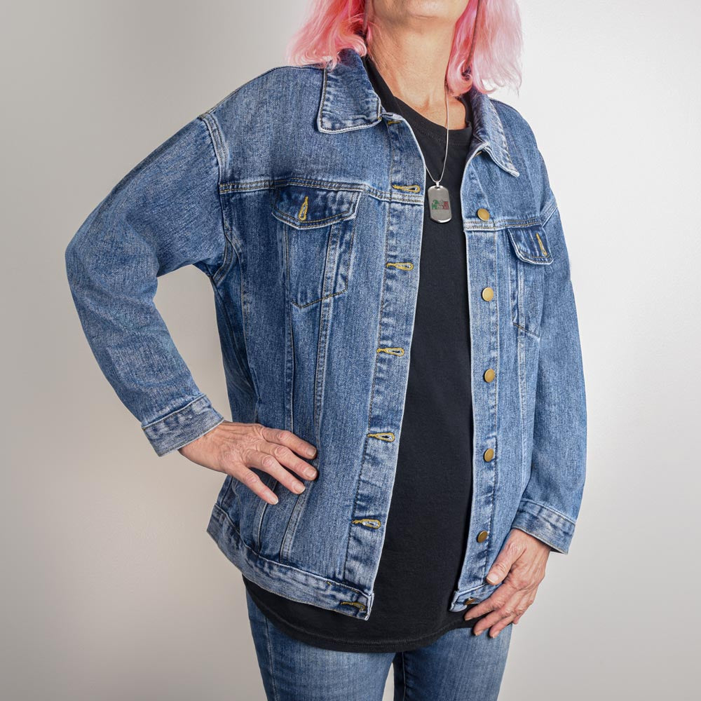 Tryzub (Yellow) - Oversized Women's DTG Denim Jacket